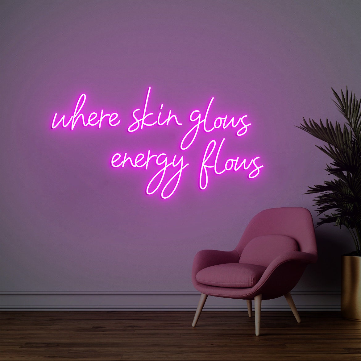 Where Skin Glows Energy Flows Neon Sign, Spa Wall Decor, Esthetician Decor, Beauty Salon Sign, SkinCare Facial Room Wall Decor