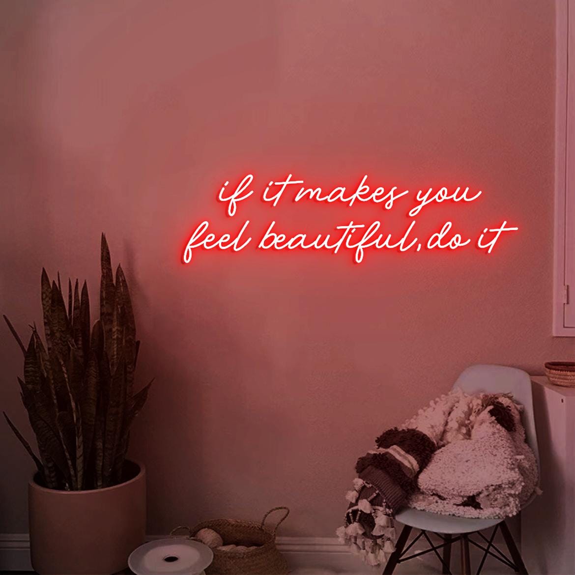 Neon Sign If it Makes you Feel Beautiful Do it, Glam Beauty Salon Wall Art, Modern Salon Wall Decor Idea, Salon Vibes Decor Neon Light