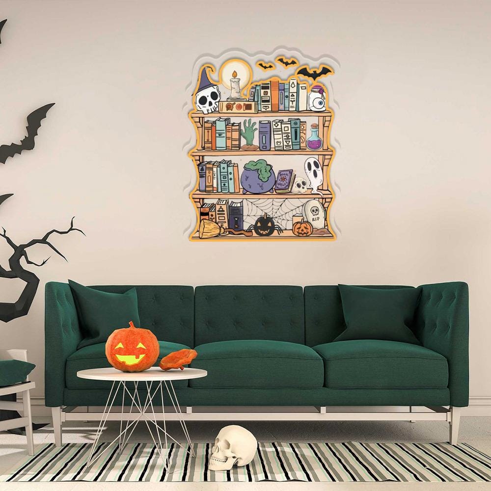 Ghosts Reading Books Neon Sign, Books Lover Ghost Gift, Cute Little Ghost Neon, Librarian Ghost Halloween, Spooky Season Neon, Teacher Gifts
