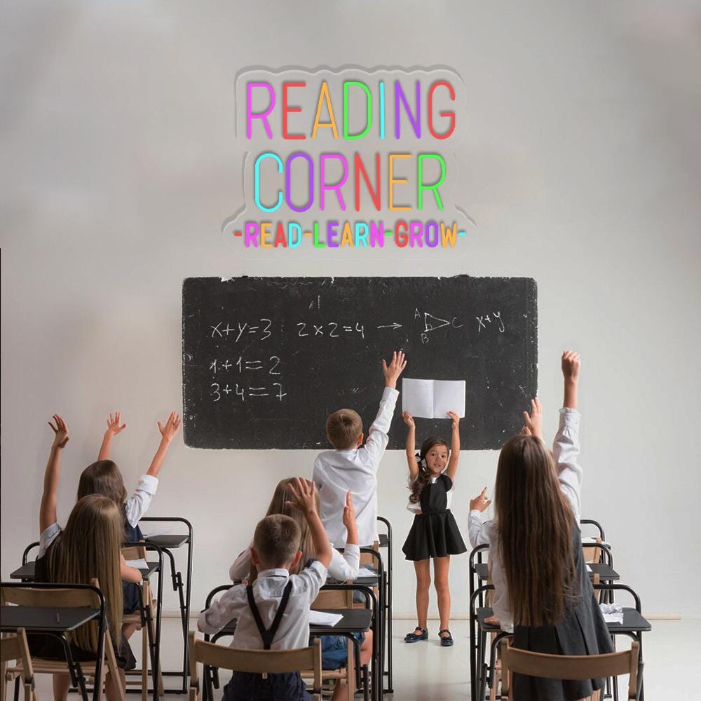 Reading Corner Neon Sign Decor, Classroom Educational Neon Sign Decor, Classroom Decor Pastel Rainbow Neon, Book Nook Library Neon Decor
