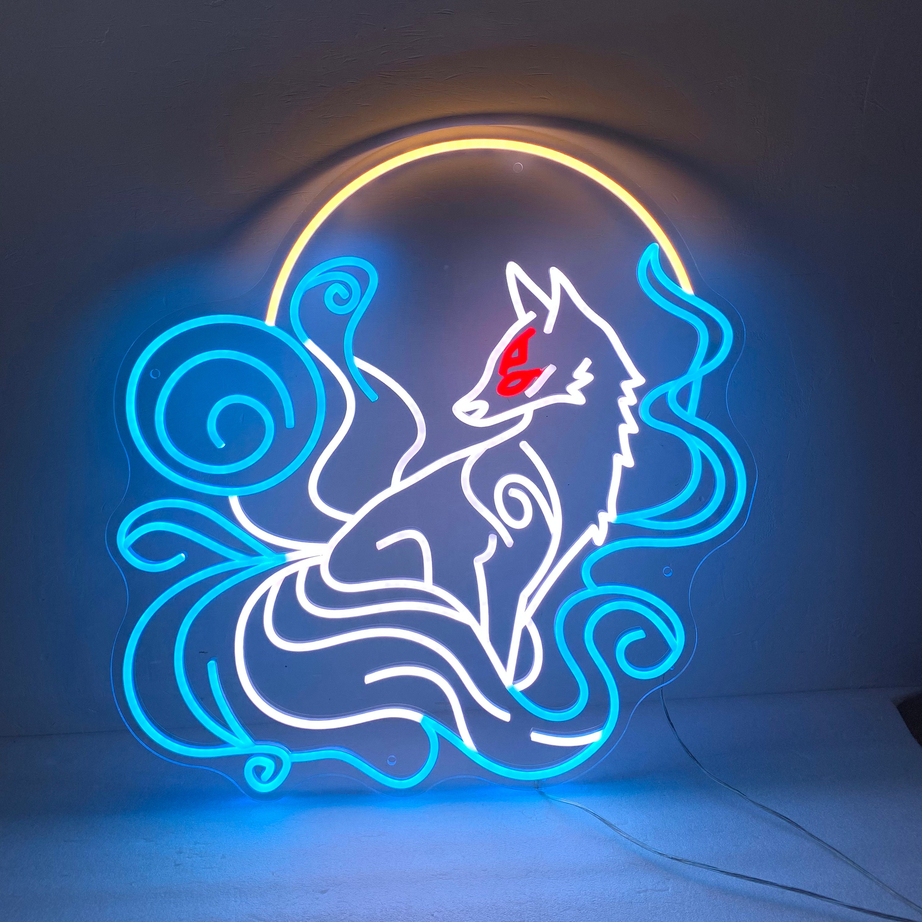 Nine Tailed Fox Neon Sign, Kitsune fox Art Light Decor, Custom Anime Neon Sign, Bedroom Fox Neon Lights, Anime Nine Tailed Fox Wall Art