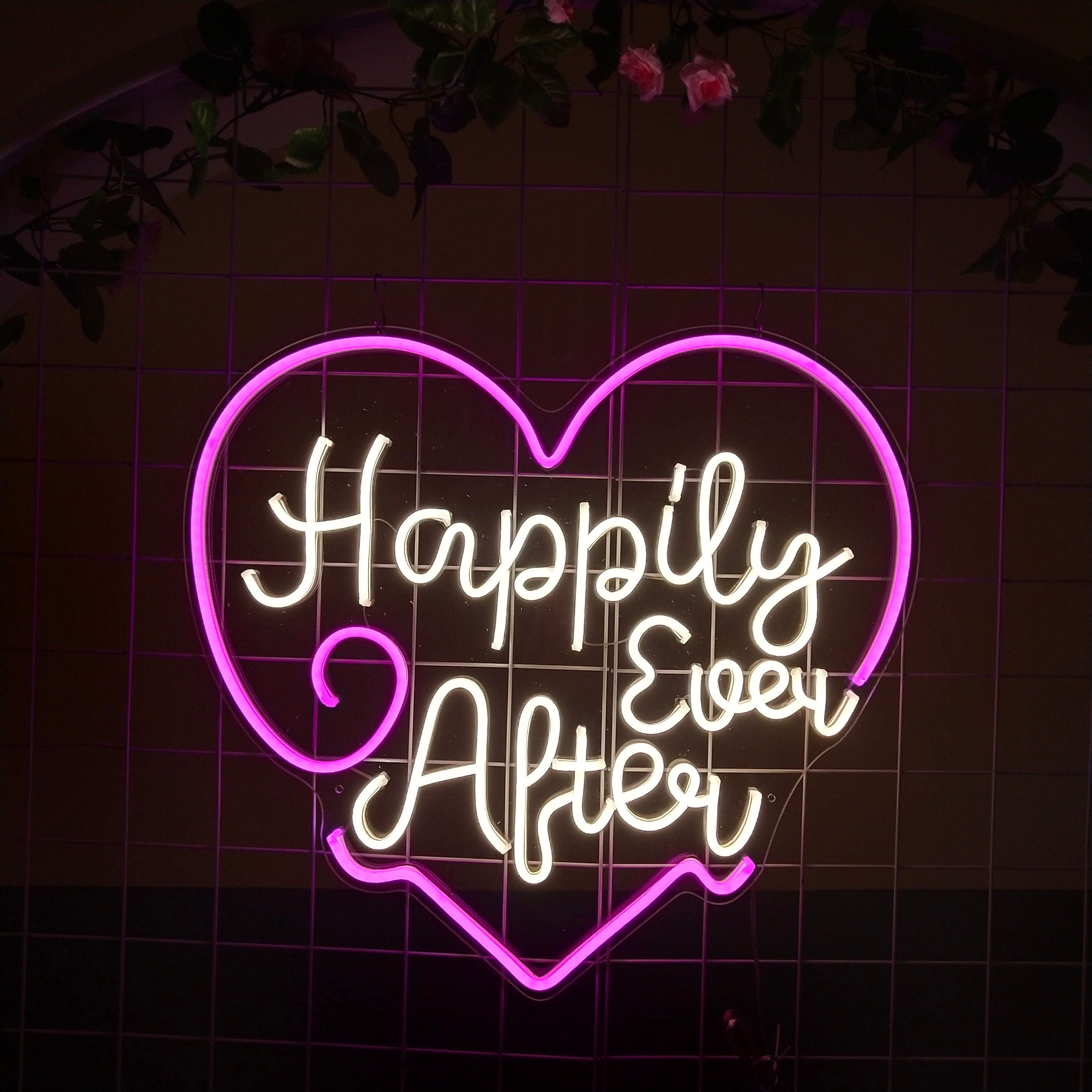 Happily Ever After Neon Sign Custom Neon Wedding Sign Led Neon Sign Name Neon Sign Art Engaged Neon Sign Bedroom Wall Decor