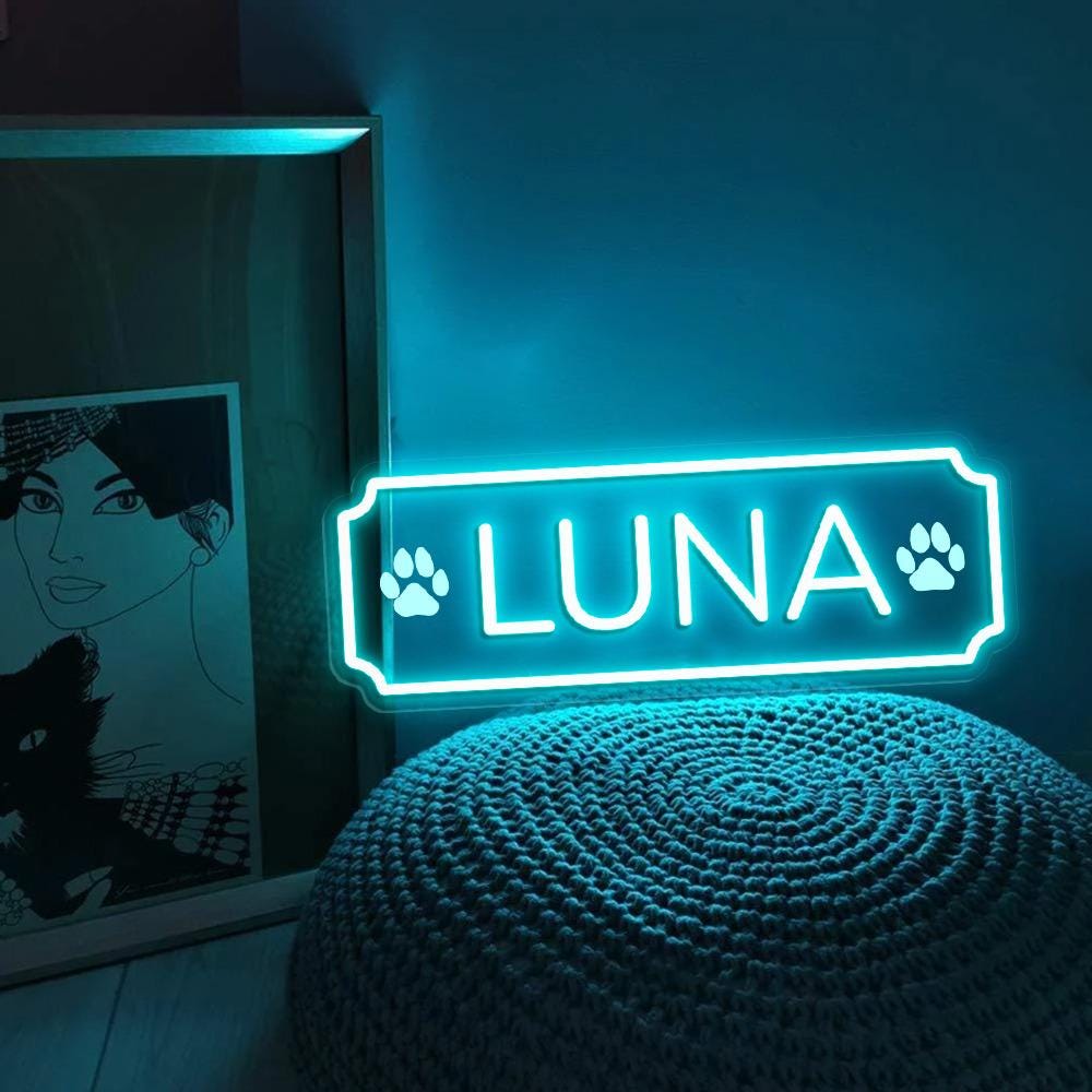 Personalized Neon Dogs, Pets Name Neon, Personalized Dog or Cat Name Plaque for Pet House, Crate, Kennel, or Feeding Area, Dog Lover Gifts