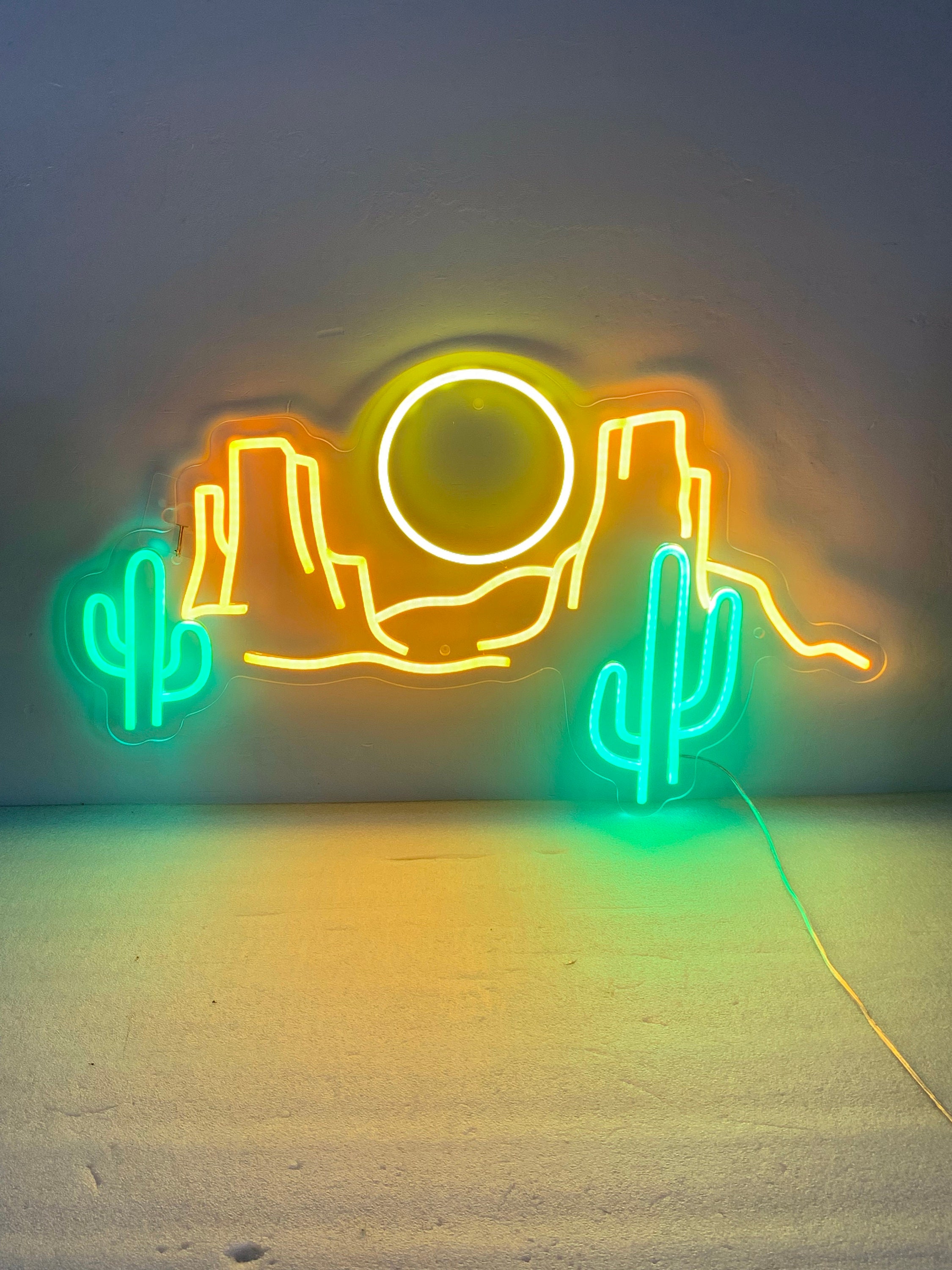 Desert with Cactus Neon Light, Desert Decor, Desert Neon Light, Wild West, Gift for Husband