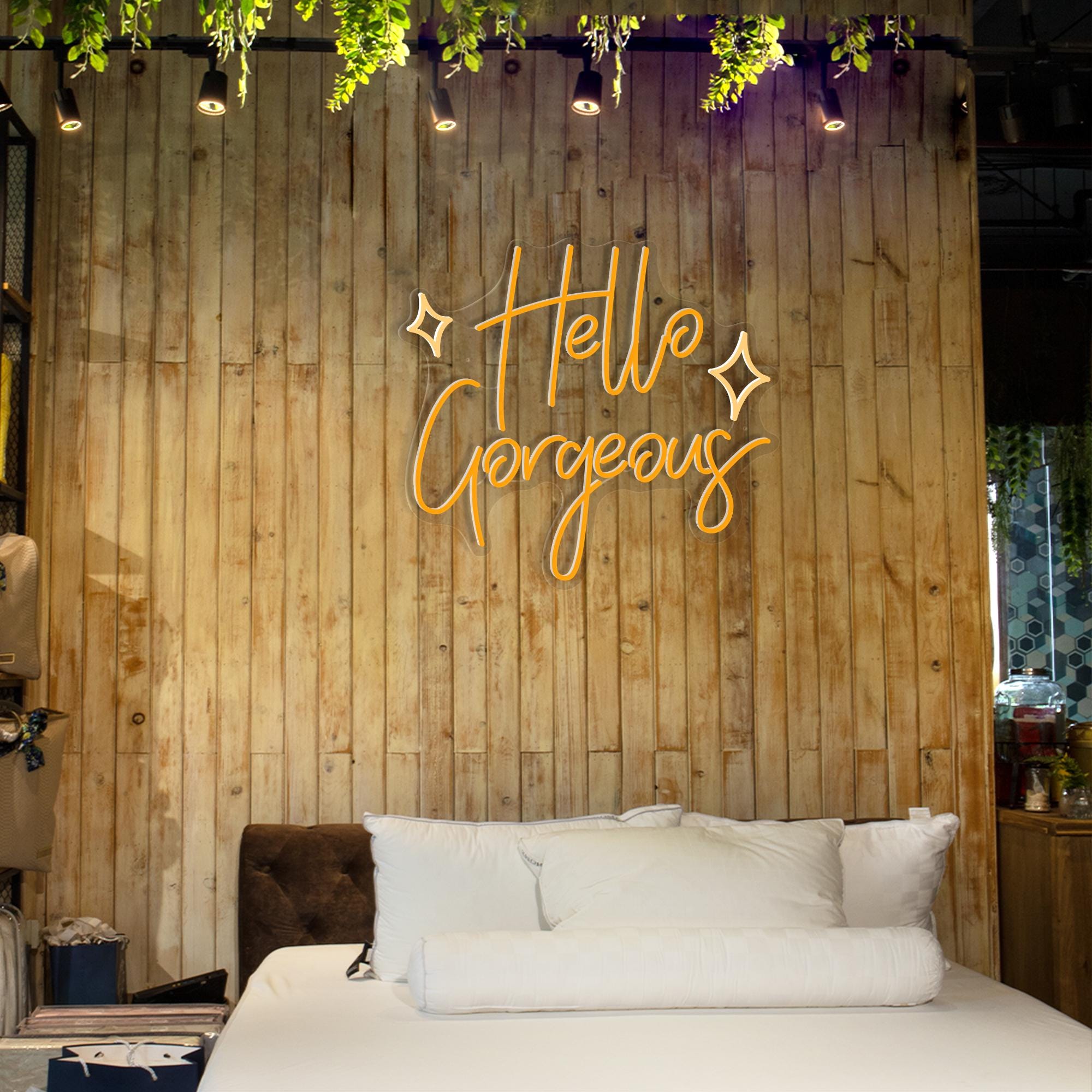 Hello Gorgeous with symbol LED Neon Sign, Custom Lights, Personalized Neon sign, Wall Decor Holiday, Decor Room, Decor Bedroom, Wall Art