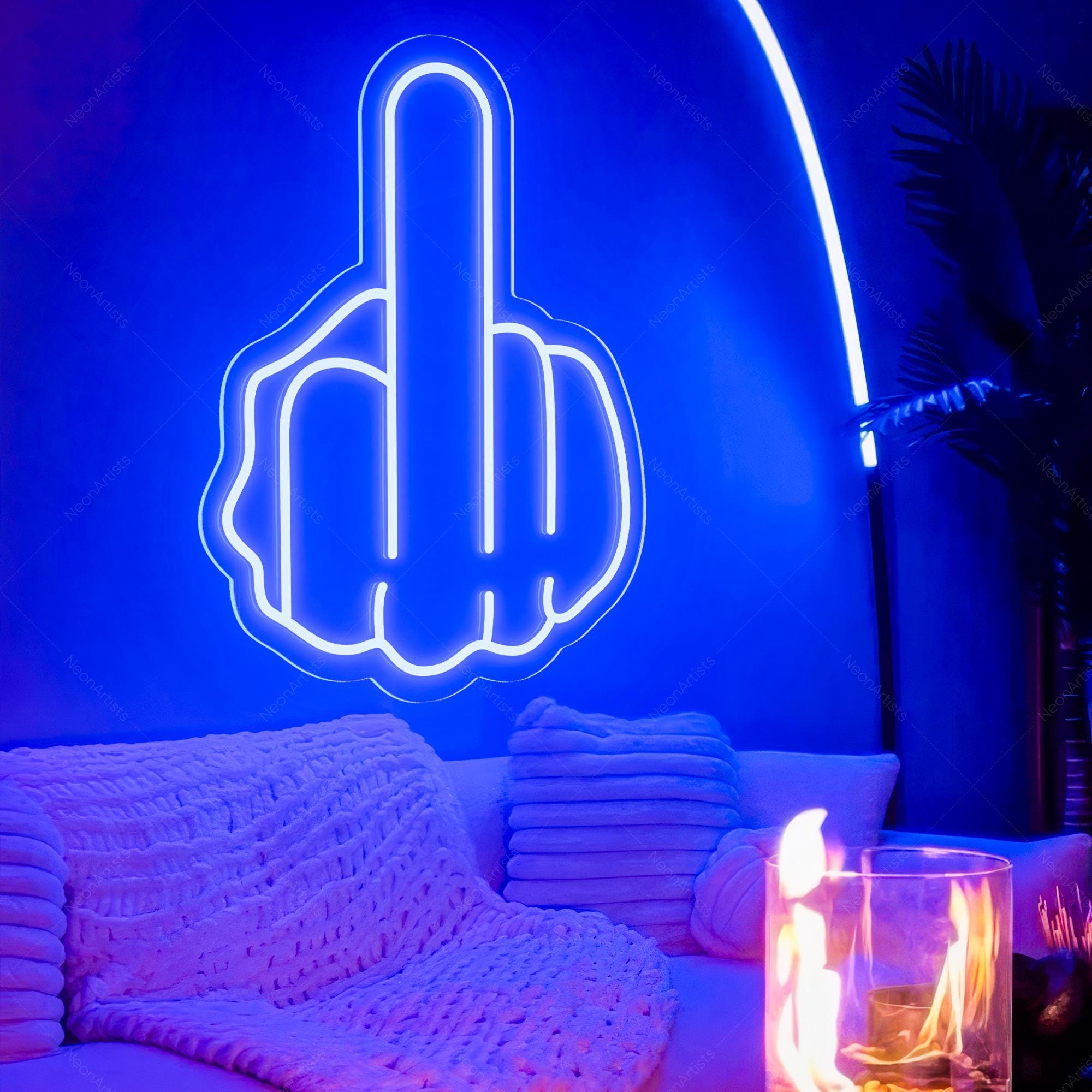 Middle finger Custom Neon Sign Lights Decor Game Room Wall, Decor Home Personalized Gifts From NeonArtists