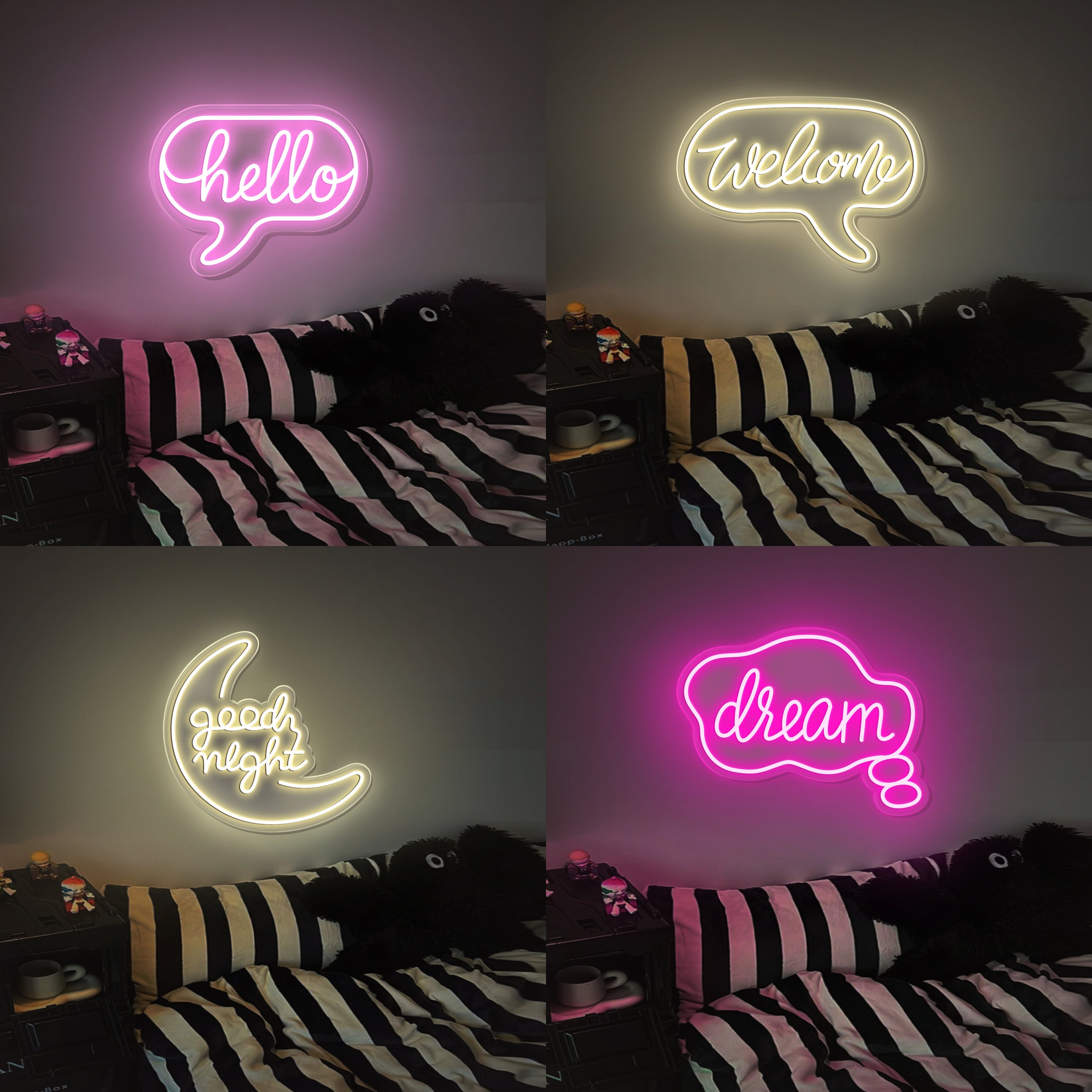 Hello Neon Signs| Mini Neon Sign| Bedroom Custom Name|Kids Heart Small Sweet Dreams Room Wall Decoration|Small Tabletop Custom Neon Sign