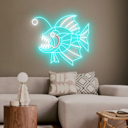 Anglerfish Neon Light, Colorful Anglerfish Home Decor, LED Neon Light, Sea Monster Gift for Ocean Lovers, Anglerfish Wall Decoration