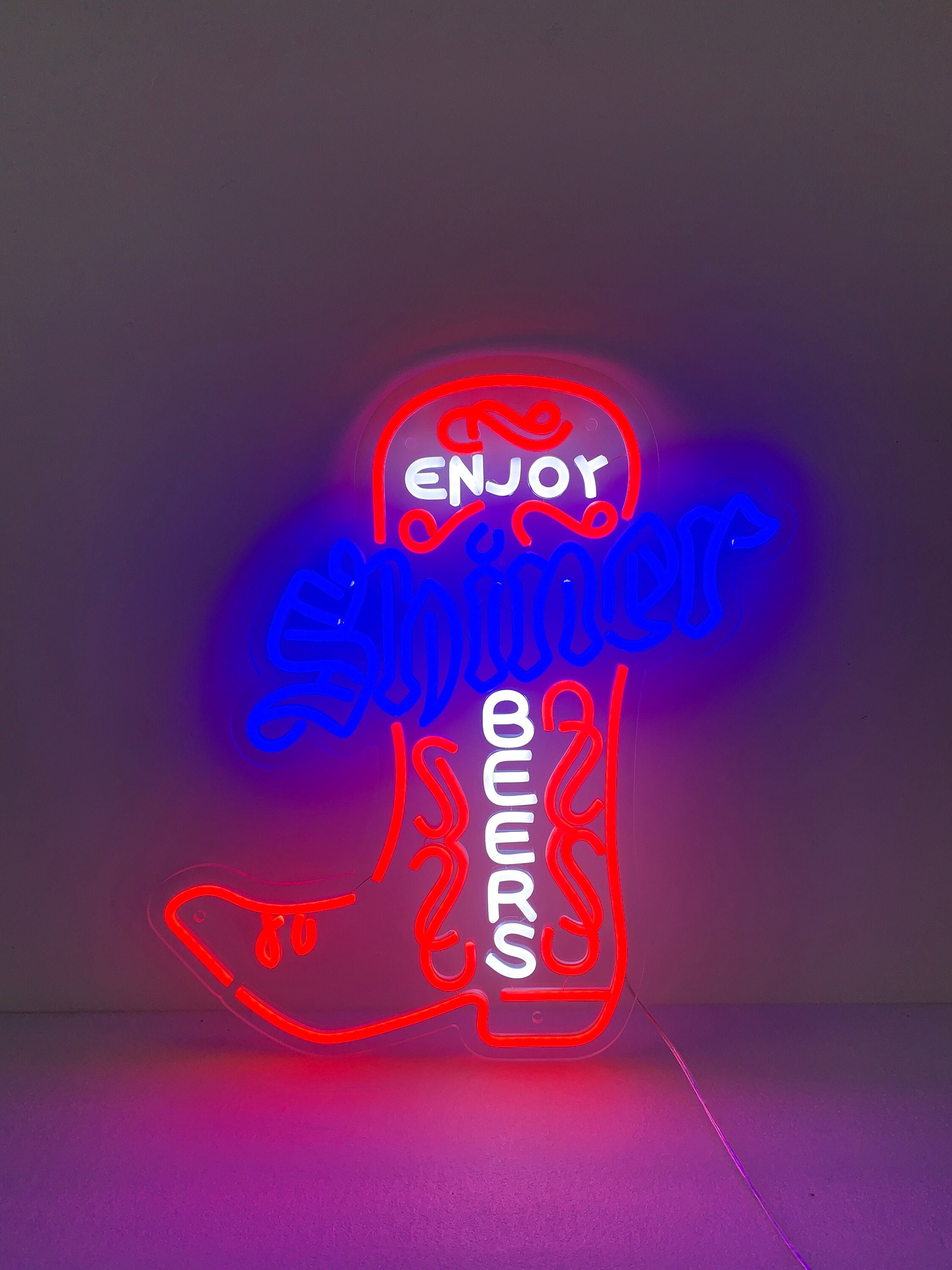 Shiner Neon Light, Neon Sign Light Decor, Boot Neon Sign, Bedroom Neon Lights, Home Neon Lights, Bar Wall Decoration