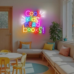 Cool Kids Read Books Neon Sign Colorful LED Light for Kids Room Classroom Library Decor Fun Reading Nook Teacher Gift Book Lover Wall Art