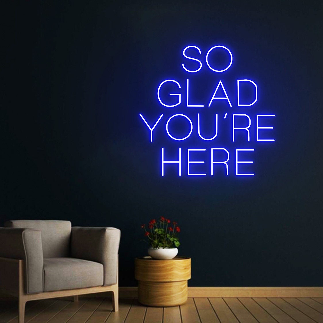 Custom Neon Sign So Glad You're Here, Wedding Welcome Sign, Business Welcome Sign, Neon Sign Wall Decor