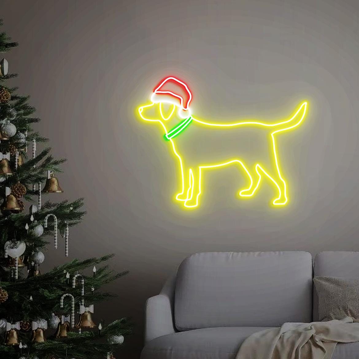 Christmas Dog Neon Sign, Christmas Black Lab Puppy Home Decor, Holiday Dog Mom Gift, Dog Christmas Wall Decor, Dog Lovers