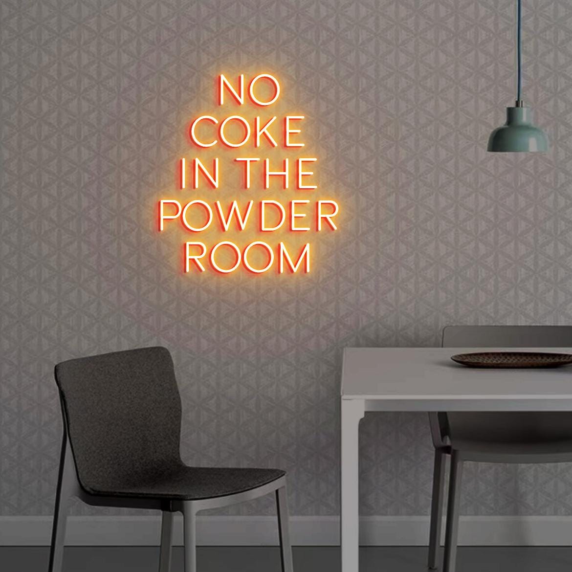 Neon Sign No Coke in the Powder Room, Funny Neon Sign for Bathroom Wall, No Coke Sign for Bar Party, No Coke Sign Powder Room Wall