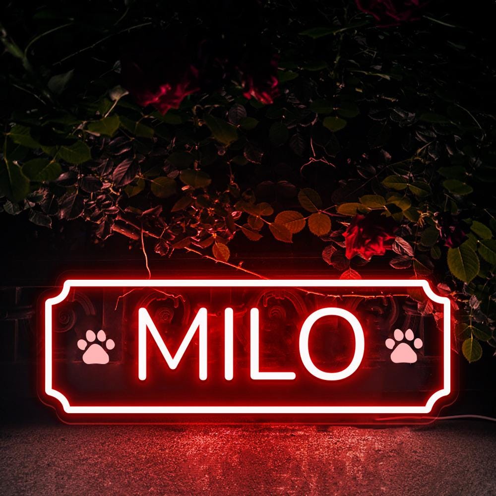 Personalized Neon Dogs, Pets Name Neon, Personalized Dog or Cat Name Plaque for Pet House, Crate, Kennel, or Feeding Area, Dog Lover Gifts