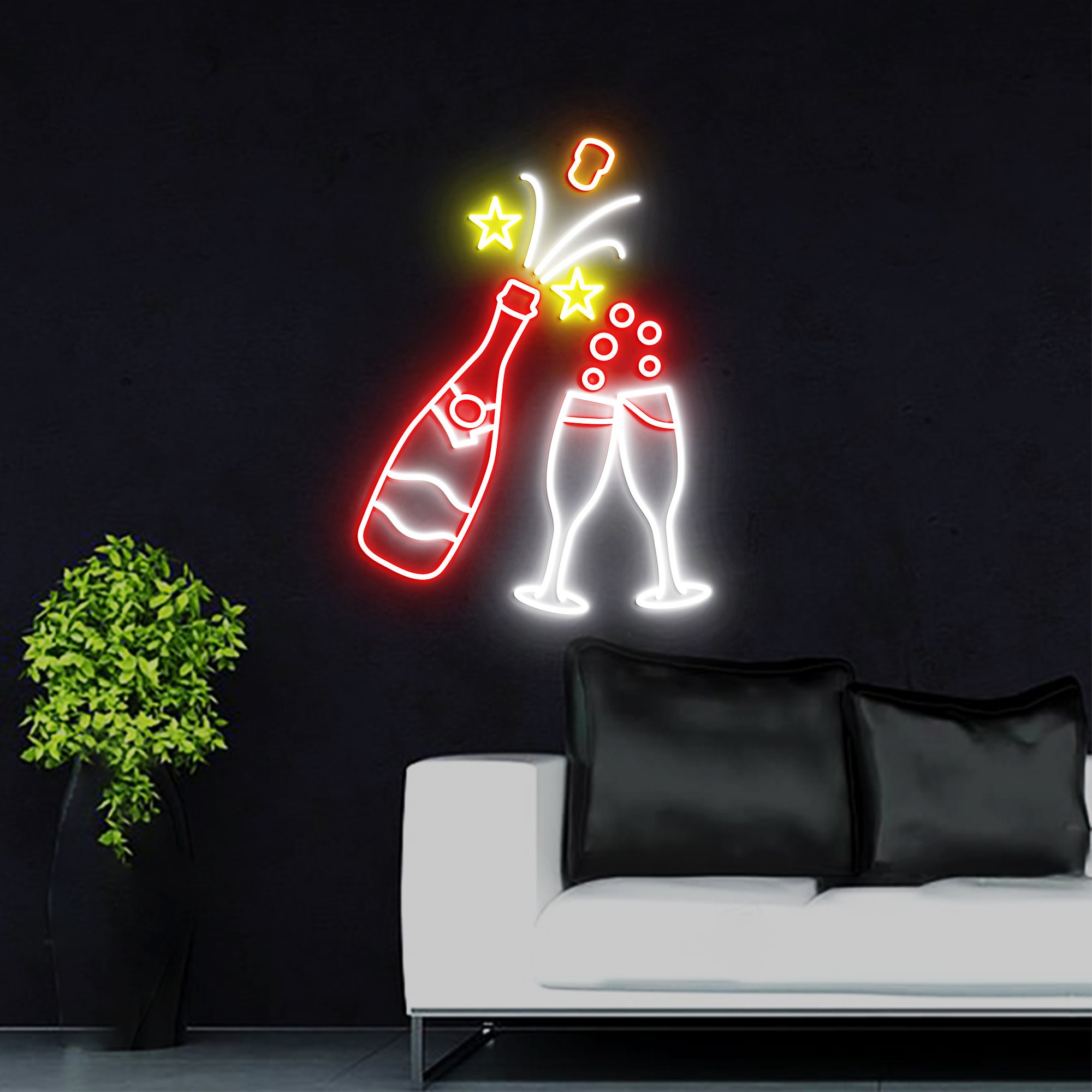 Champagne Neon Light, Neon Sign Light Decor, Champagne Bedroom Neon Sign, Bar Neon Light, Champagne Wall Decor, Led Neon Light Party Decor