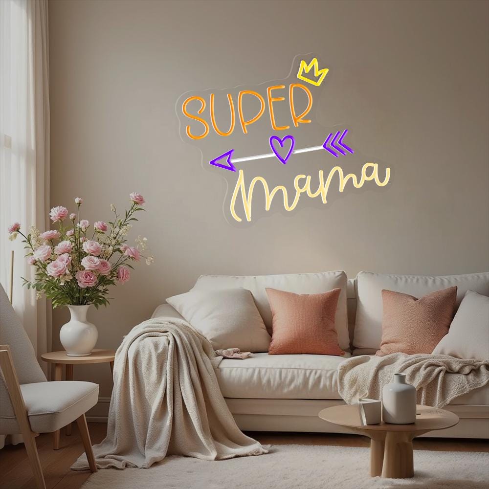 Super Mama Neon Sign, Mother's Day Sign, Custom Neon Sign for Mom, Custom Mother's Day Neon Sign, Home Wall Decor, Gift for Mother's Day
