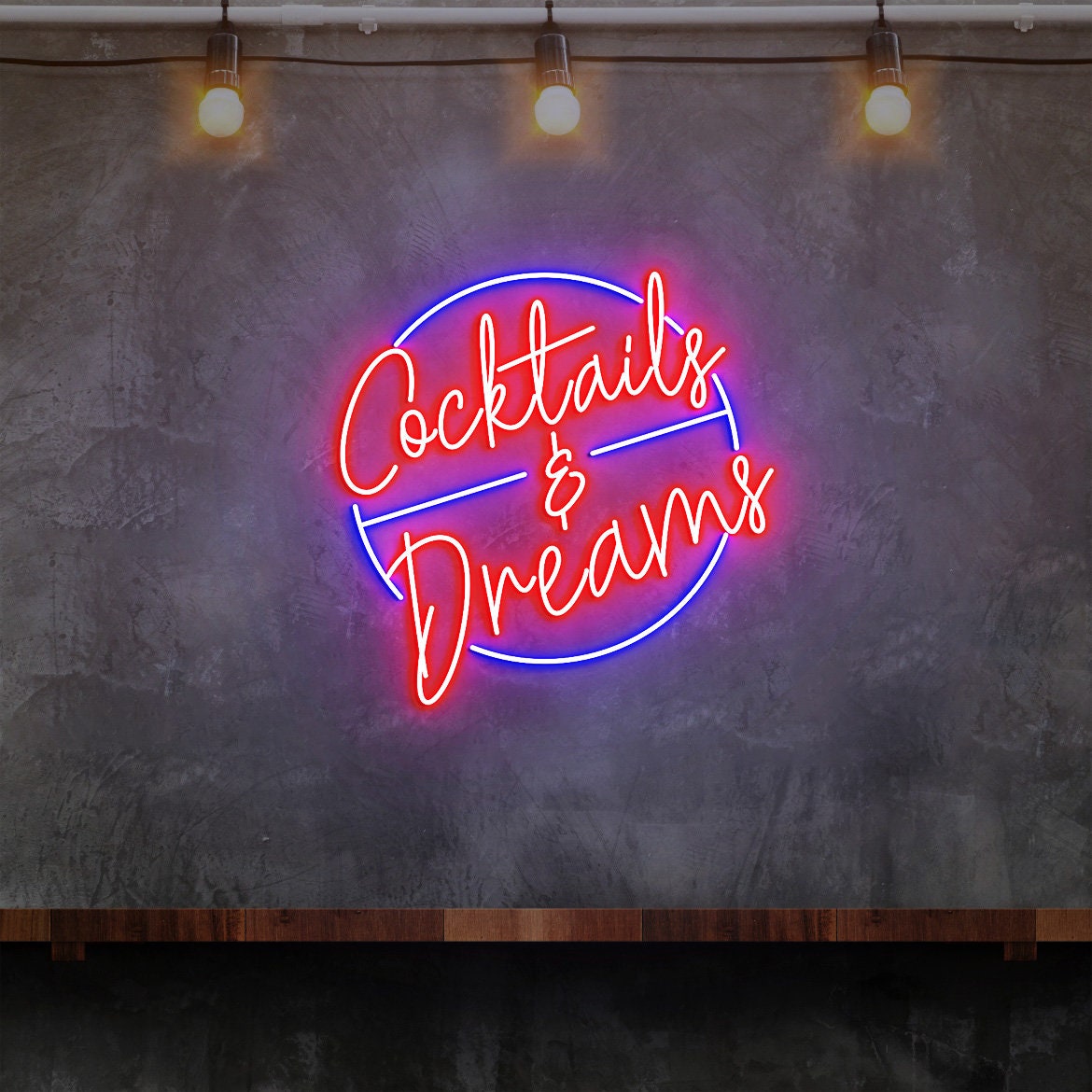 Cocktails and Dreams Neon Sign, Cocktail Bar Neon Sign Wall Decor, Bar Signs UK, Neon Bar Signs for Home Bar Decor, Custom Neon Signs UK