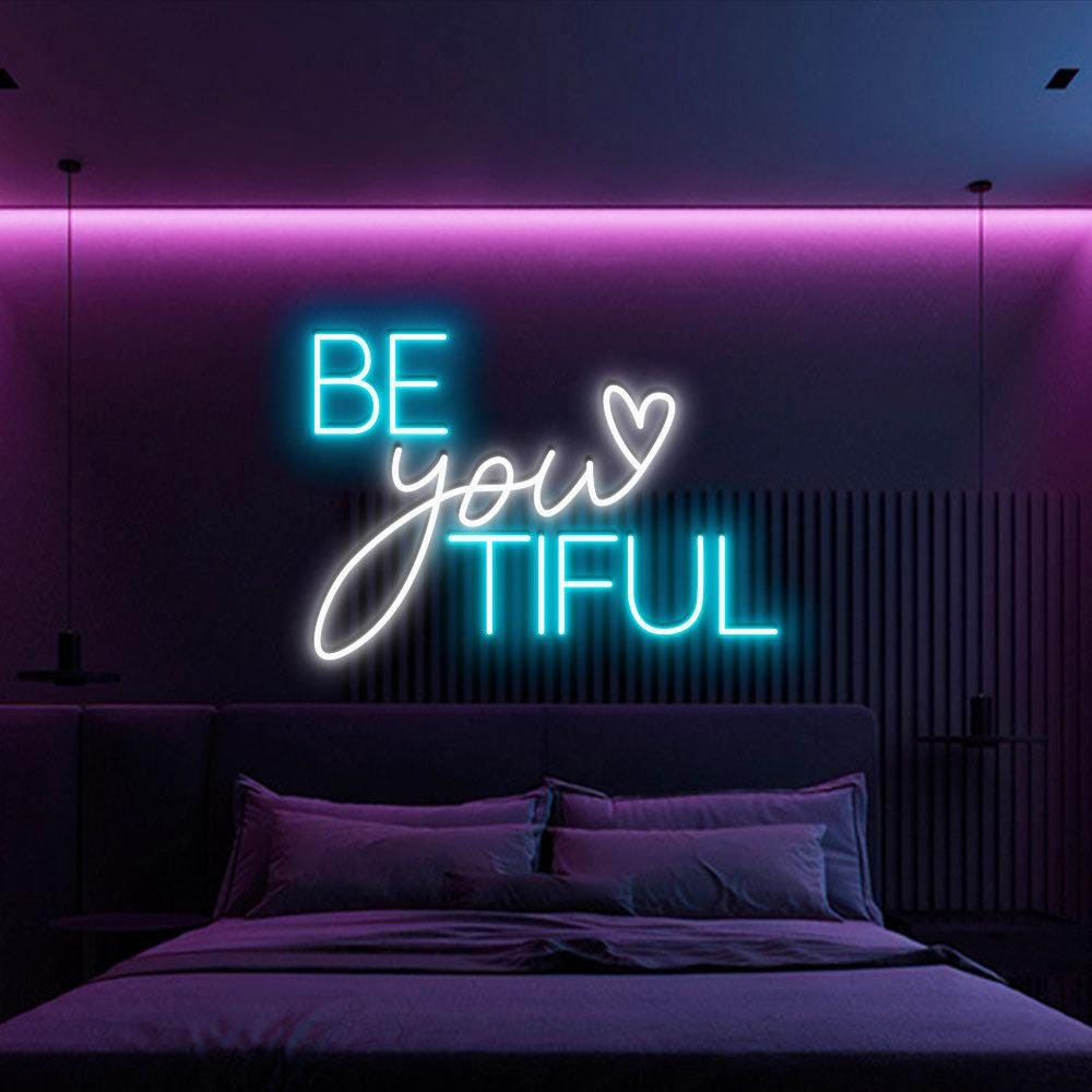 Beautiful Quote Neon, Girls Room Quote Art, Typography Wall Neon Sign, Girl Wall Decor, Cute Quote, Baby Girl Nursery Decor, Positive Gifts.