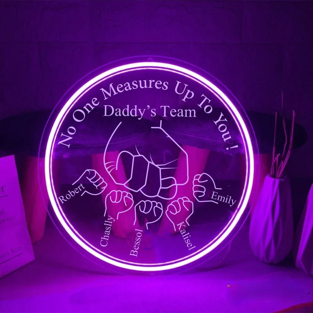 Custom Daddy Neon Sign, Papa With Kids Name, First Bump Neon Sign, Customized Kid Names, Father's Day Neon Sign, Dad Neon Sign, Gift For Dad