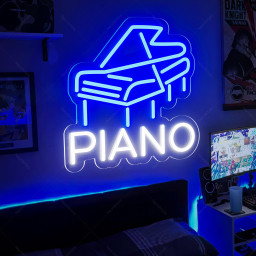 Piano Led Neon Sign | Neon Custom Wall decor | Handmade Neon Sign Light | Lights Bar Decor Room Night Light Art Wall | Pianist Gift