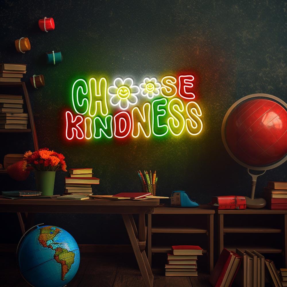 Choose Kindness Neon Sign, Cute Teacher Neon Sign, Teacher Smiley Face Neon Sign, Positive Affirmation Neon Sign, Group Teacher Neon Gifts