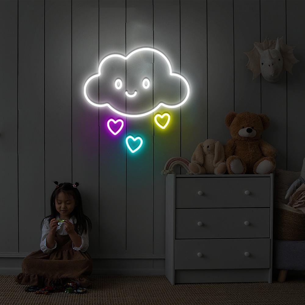 Girl Cute Wall Art, Nursery Neon, Cloud Neon, Cloud Decor, Cloud Art, Cloud Wall Art, Neon Sign Cloud, Kid Room Decor, Nursery Wall Art Gift