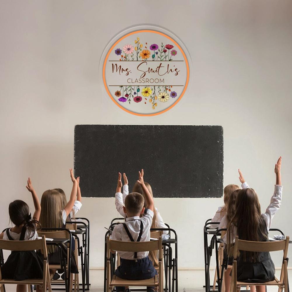 Personalized Teacher Door Neon Sign, Custom Teacher Name Door Sign, Special Gifts For Teachers, Teacher Door Hanger, Classroom Door Sign