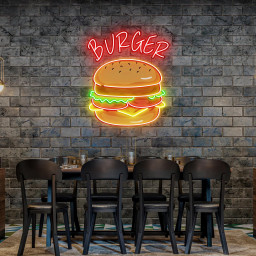 Burger Neon Sign, Burger Diner Restaurant Wall Printed Neon Sign, Burger Art gift for Who loves burgers , Burger Signs