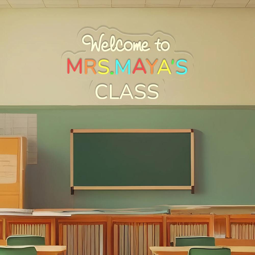 Personalized Teacher Door or Wall Neon Sign, Classroom Sign, Teacher Name Neon Sign, Classroom Door Hanger, Personalized Teacher Neon Sign