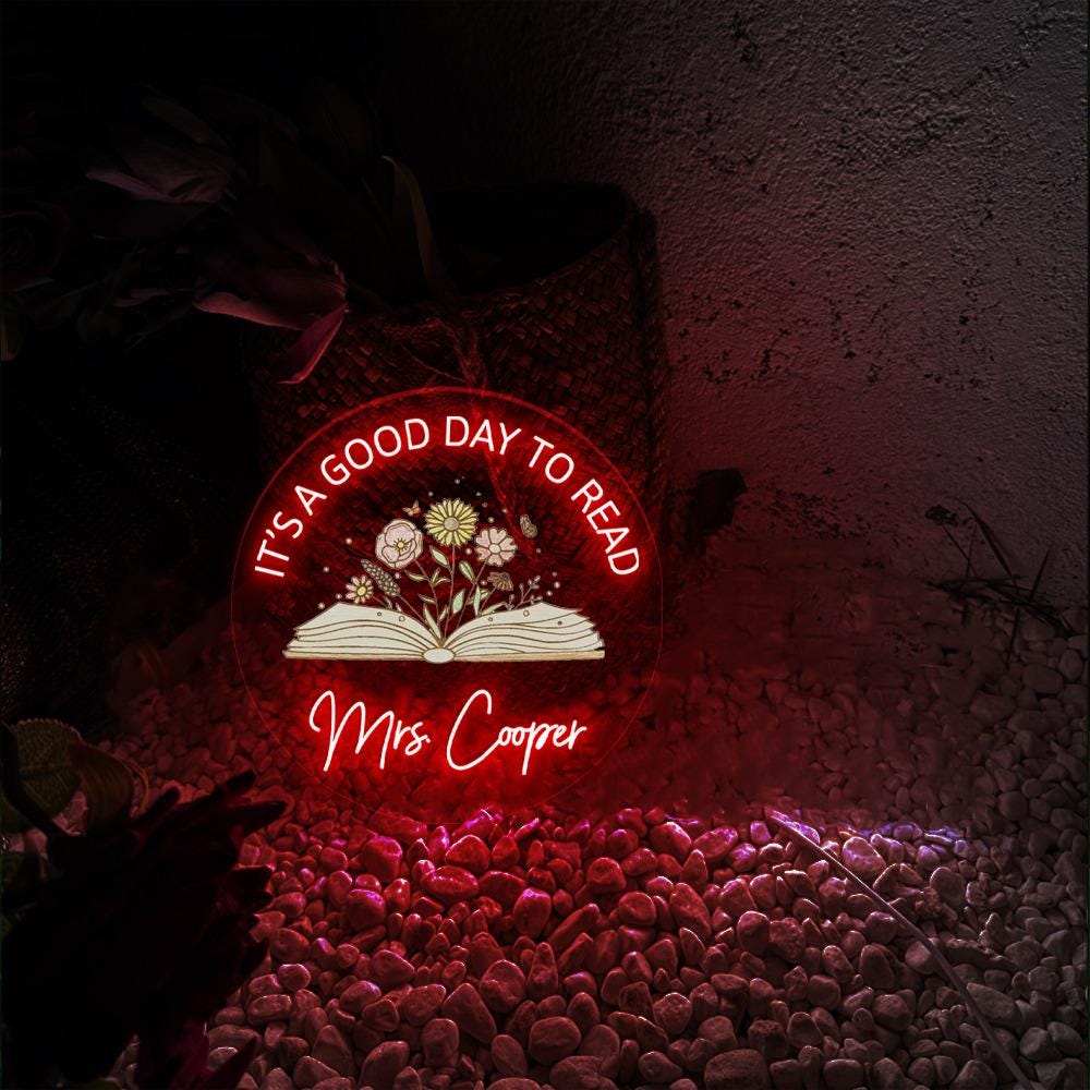 Reading Teacher Neon Sign, Teacher Appreciation, It's A Good Day To Read, Classroom Door Hanger, Personalized Language Teacher Neon Sign