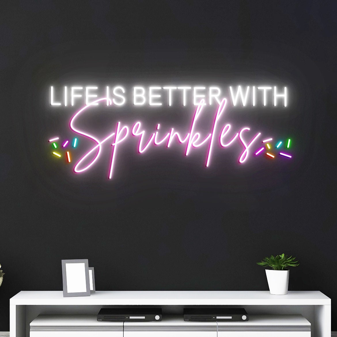 Life is Better With Sprinkles, Neon Light Signs, Summer Decor, Sprinkles Decor, Desert Bar Sign Decorations