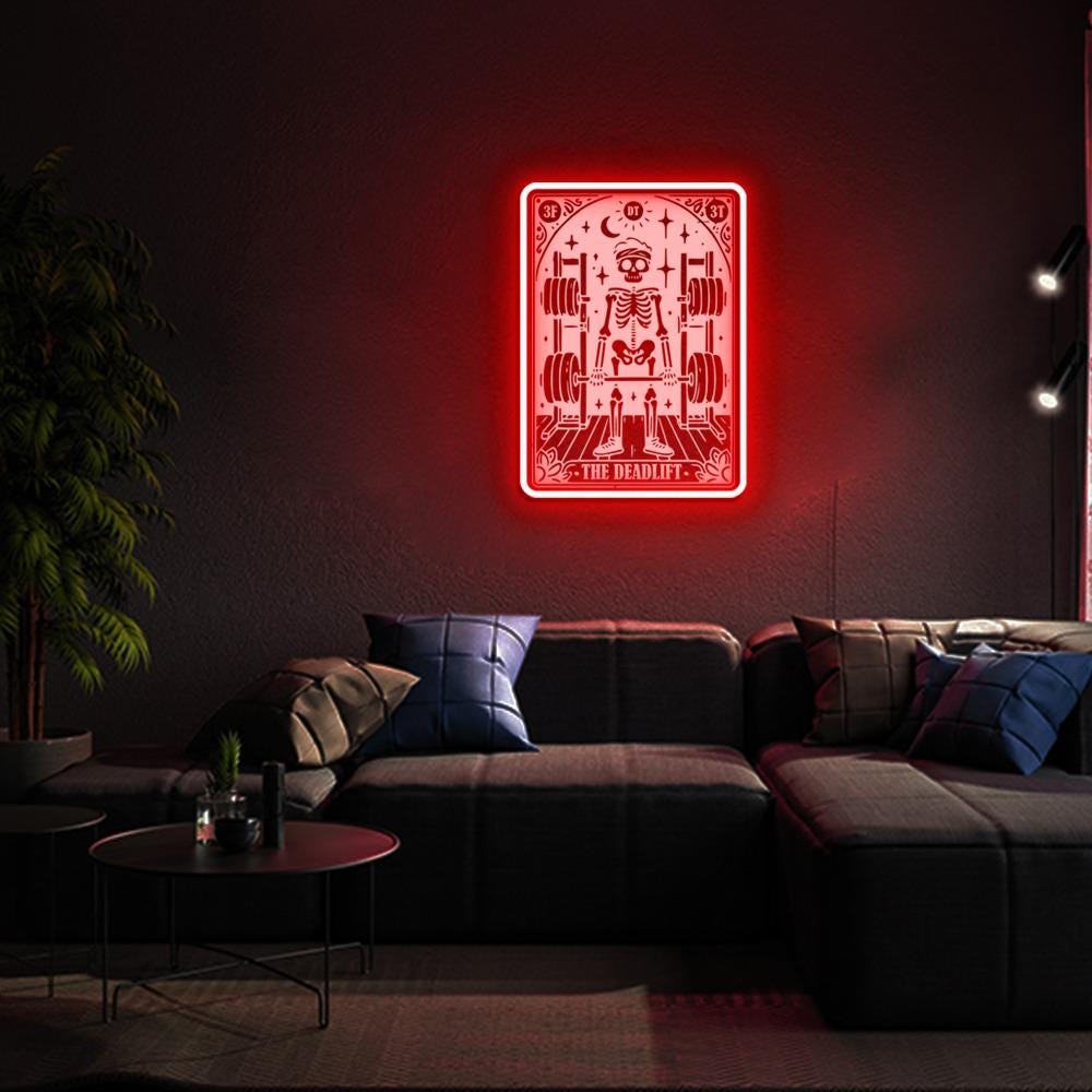 The Deadlift Tarot Card Neon, Funny Gym Shirt, Tarot Card Neon Sign Gifts, Fitness Neon, Workout Neon, Funny Lifting Neon, Gift For Him