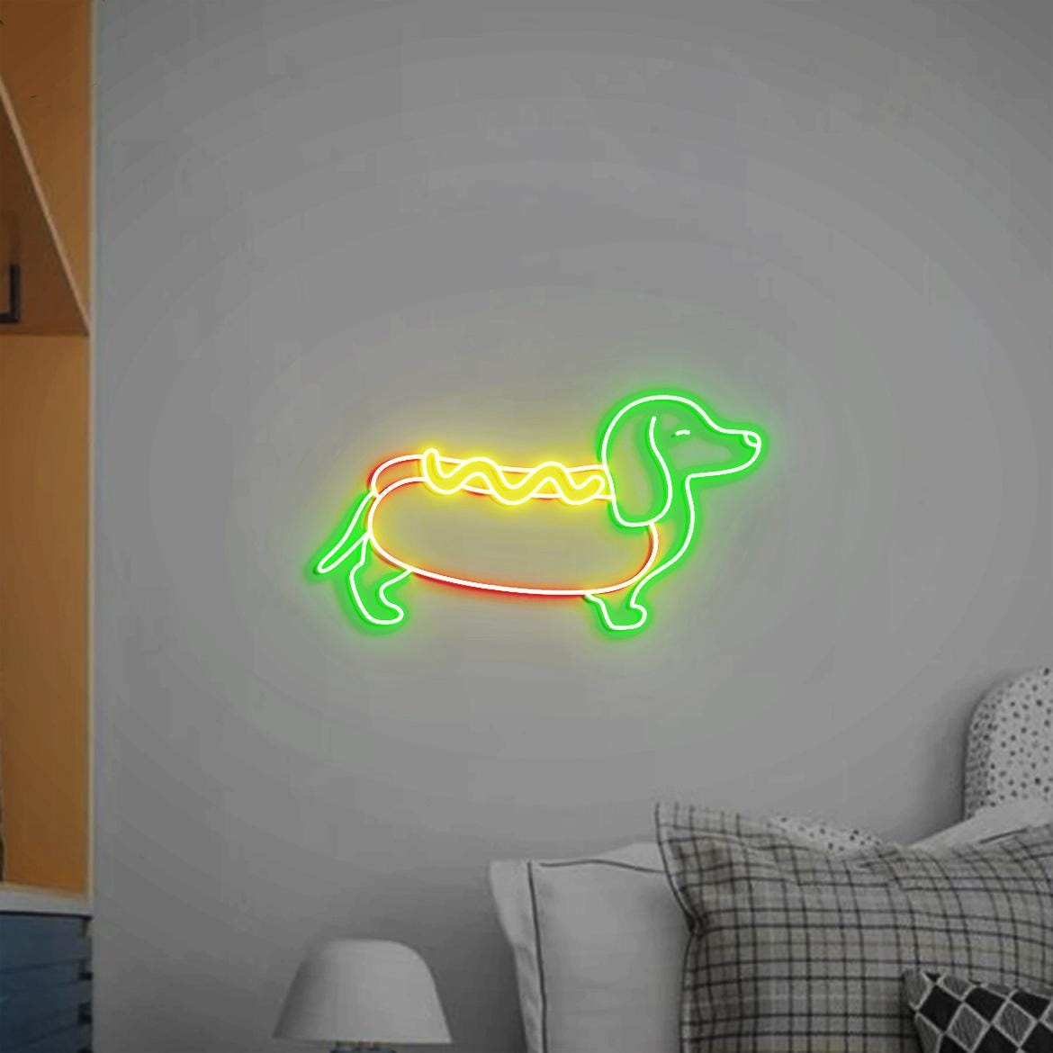 Hot dog Weenie Neon Sign, Hot Dog Dachshund Neon Light, Cute Weenie Dog Home Wall At, Gifts for Weenie Dog Lovers, Hot Dog Fast Food