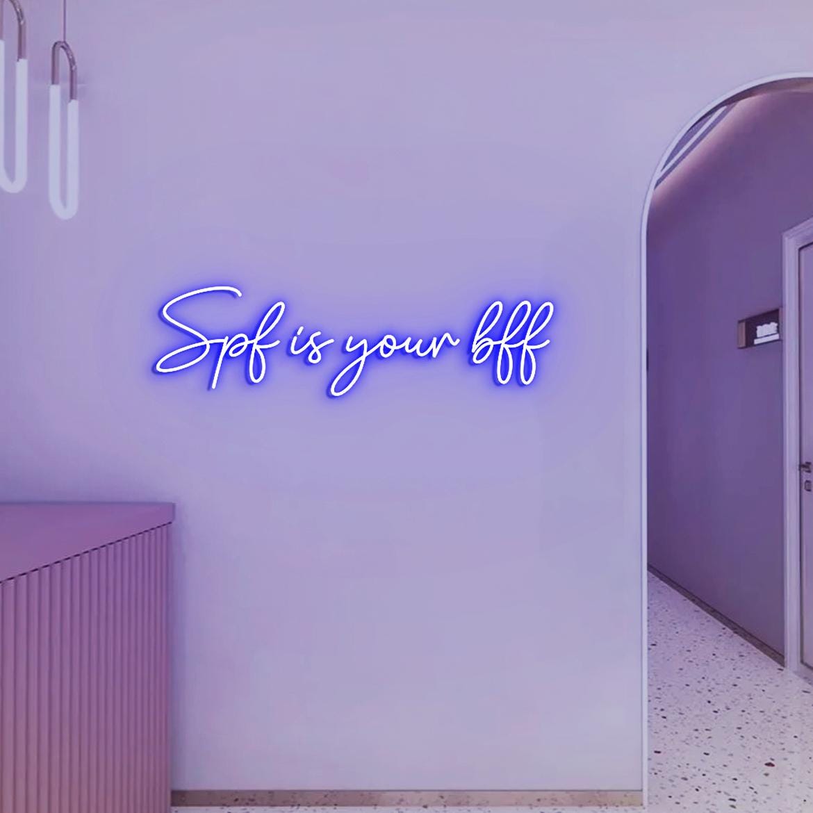 Spf is your bff Neon Sign, Sun Protection Skincare Clinic Wall Sign, Sunscreen & Skincare Sign, Spa Room Sign, Aestheticians