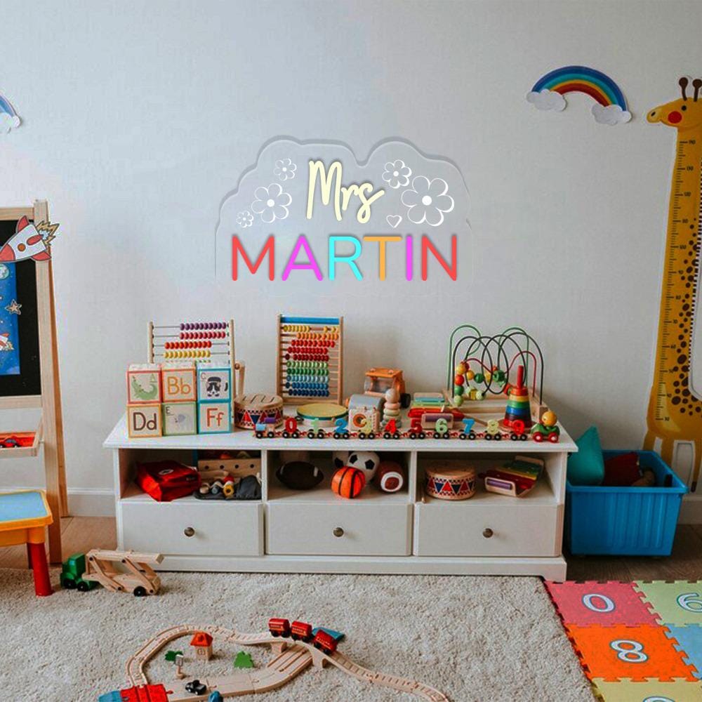 Personalized Teacher Door or Wall Neon Sign, Classroom Sign, Teacher Name Neon Sign, Classroom Door Hanger, Personalized Teacher Neon Sign