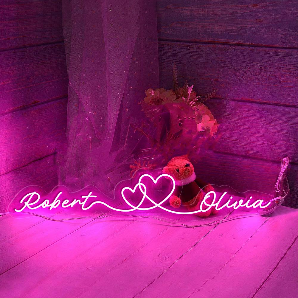 Personalized Couples Heart and Names Neon, Love Couple Neon for Women, Cute Valentine Day Neon, Valentine's Day Gifts, Happy Valentines Day