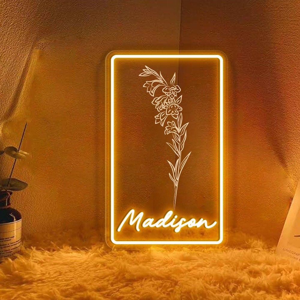 Personalized First Mom Now Grandma Neon Sign, Custom Grandma's Garden Birth Month Flower Night Light, Mothers Day Gift for Grandma NaNa Gift