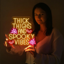 Thick Thighs Spooky Vibes Neon, Funny Halloween Neon, Halloween Neon, Funny Neon, 2024 Halloween, Spooky Vibes Neon, Funny Spooky Vibes Neon