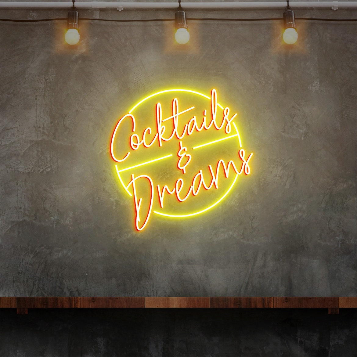 Cocktails and Dreams Neon Sign, Cocktail Bar Neon Sign Wall Decor, Bar Signs UK, Neon Bar Signs for Home Bar Decor, Custom Neon Signs UK