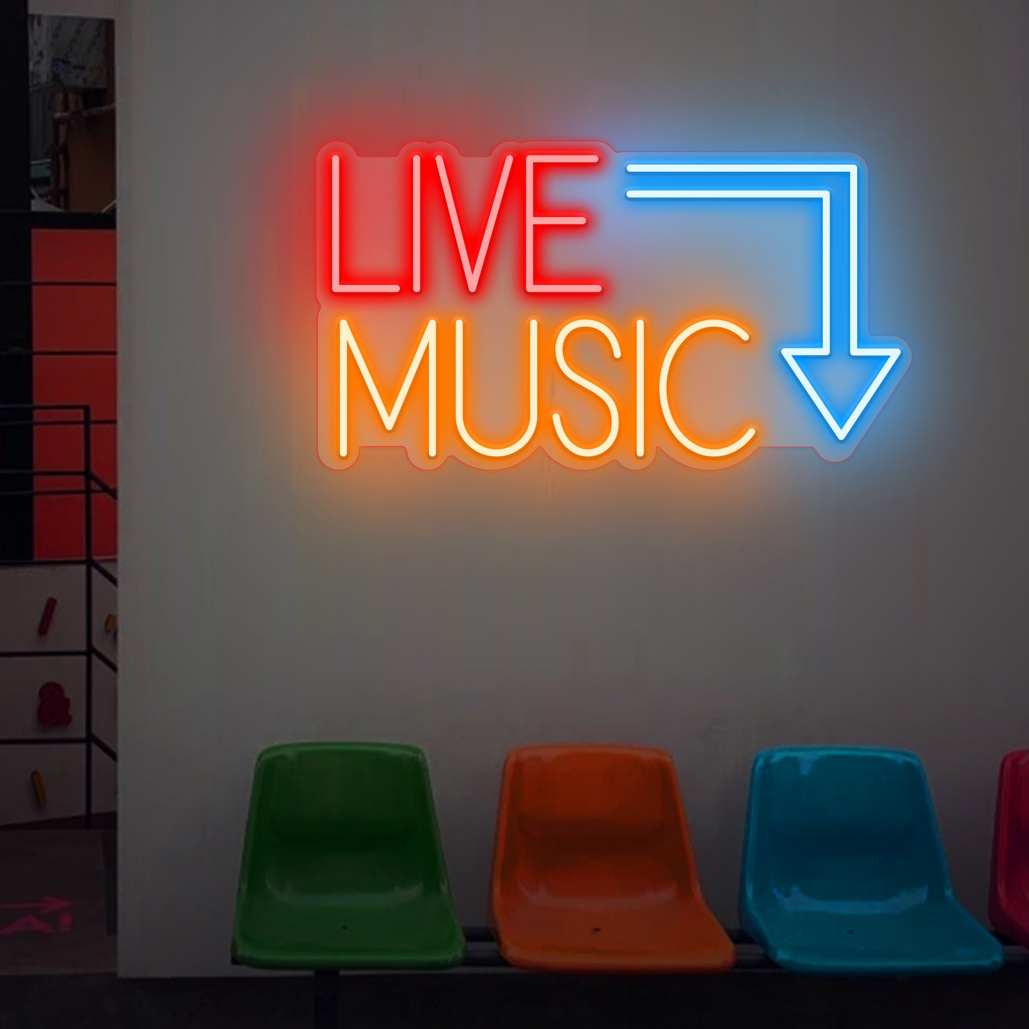LIVE MUSIC Neon Sign |Neon Music Sign |Music Bar Led Sign |Music Studio Light Decor |Retro Decor |Neon Sign Wall Art |Live Show Party Decor