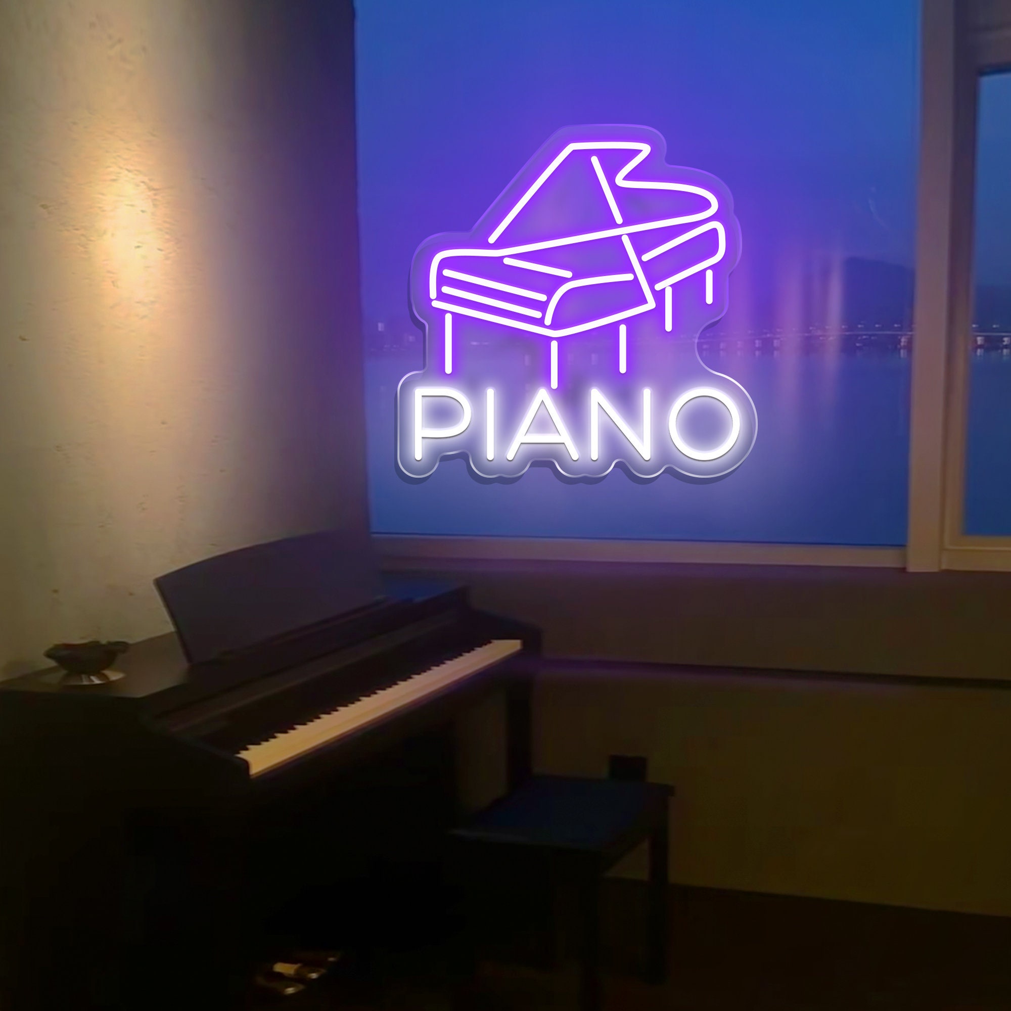 Piano Led Neon Sign | Neon Custom Wall decor | Handmade Neon Sign Light | Lights Bar Decor Room Night Light Art Wall | Pianist Gift