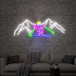 Ski Neon Sign, Ski Wall Decor, Skier Neon Sign, Gifts for Skiers, Ski Goggles Neon Sign, Snow Goggles