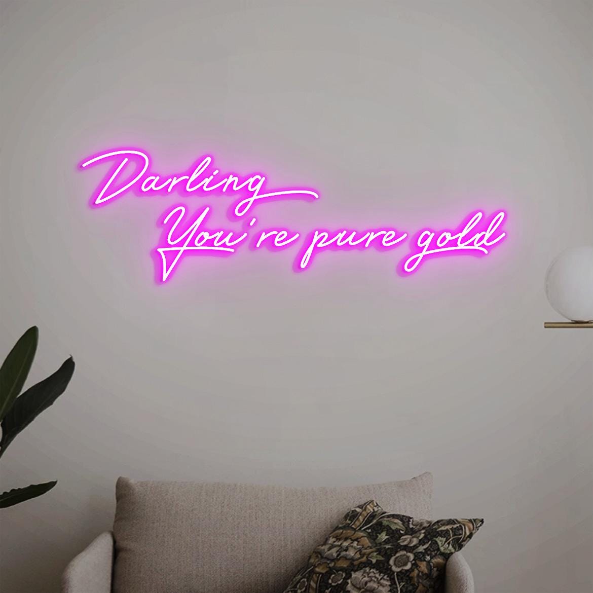 Darling You're pure gold Neon Sign, Pure Gold, Hair Salon Wall Idea, Hair Beauty Salon Art, New Salon Decor, Salon Decor Idea