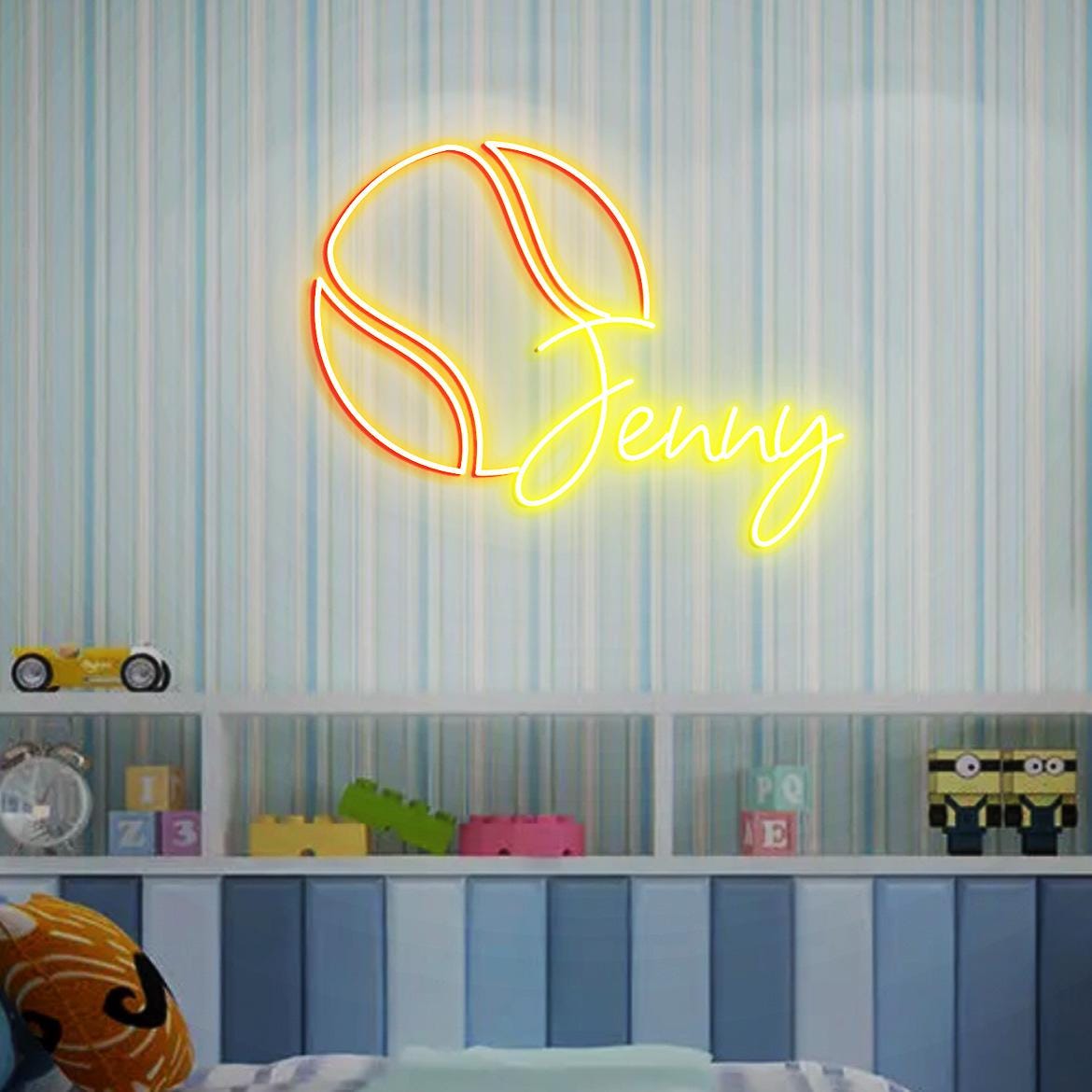 Custom Tennis Ball with Name Neon Sign, Personalized Tennis Gift for Kids, Custom Tennis Ball Room Decor, Custom Tennis Player Name Sign