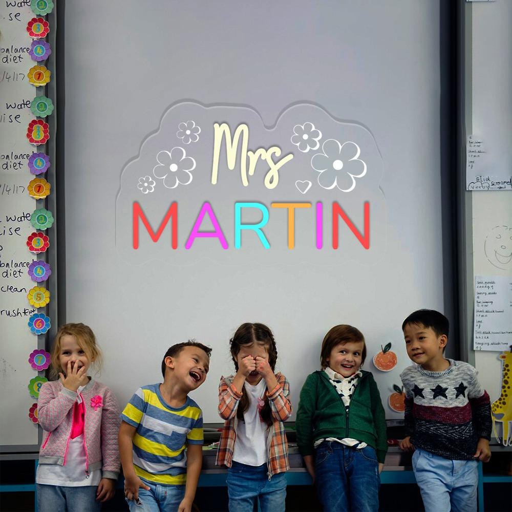 Personalized Teacher Door or Wall Neon Sign, Classroom Sign, Teacher Name Neon Sign, Classroom Door Hanger, Personalized Teacher Neon Sign