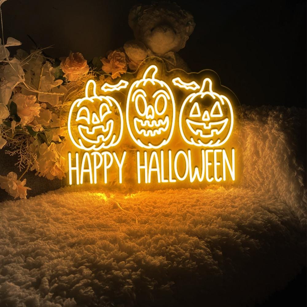 Happy Halloween Neon Sign Gifts, Funny Spooky Neon Sign, Ghost Neon Led, Spooky Season Gifts, Halloween Party Neon Sign, Fall Ghost Neon