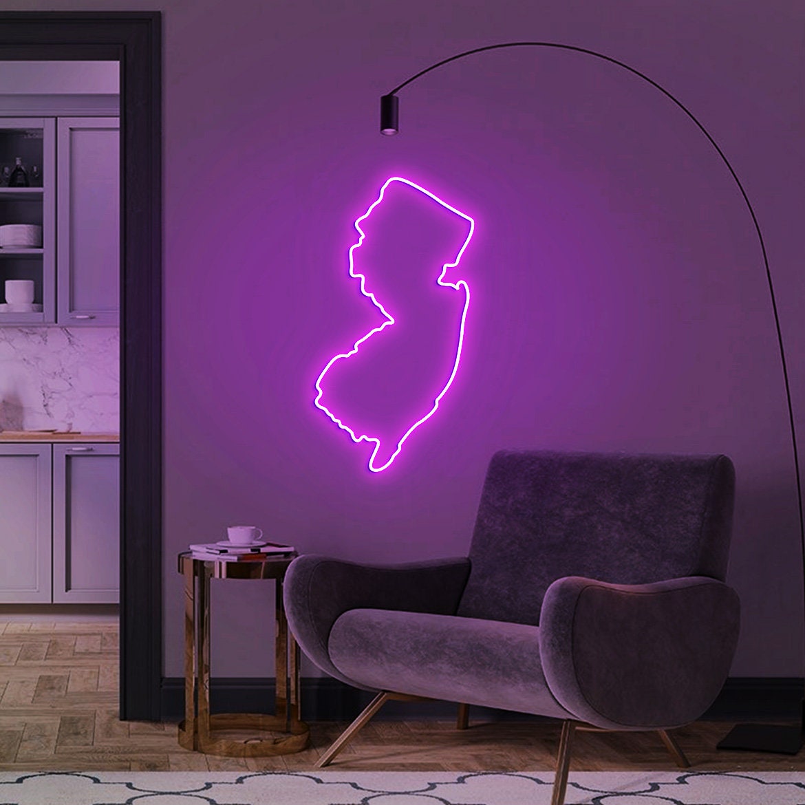 New Jersey State Sign, Neon Sign Farmhouse Home Decor, Custom State Map Sign Gift, New Jersey Wall Art, Home State Decor, Moving Gift