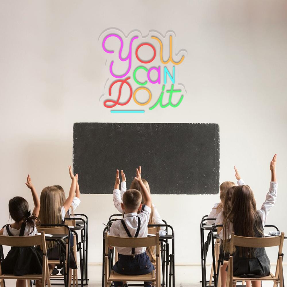 You Can Do It Neon Sign, Positive Affirmation, Kids Wall Neon, Growth Mindset, Classroom Decor, Positive Classroom, Education Gifts
