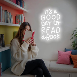 It's a Good Day to Read a Book LED Neon Sign Cozy Reading Corner Light Book Lovers Gift Library Wall Decor Literary Aesthetic Room Sign