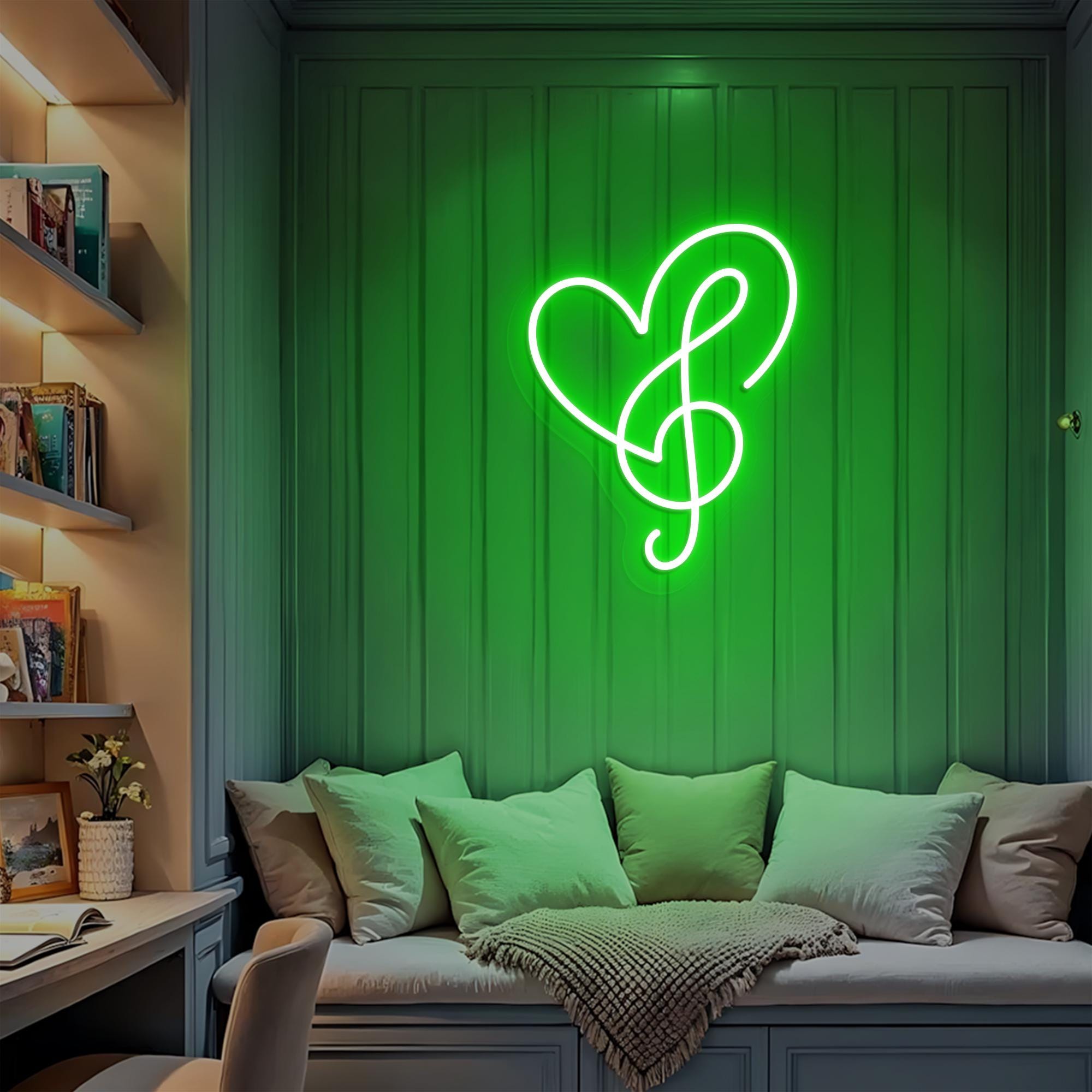Music Note Heart Neon Sign Treble Clef LED Neon Light for Music Lovers, Music Studio Decor, Gifts for Musicians, Aesthetic Room Decor